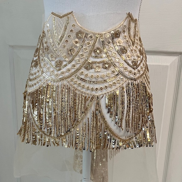 Accessories - Gold Sequin Fringe Hip Scarf